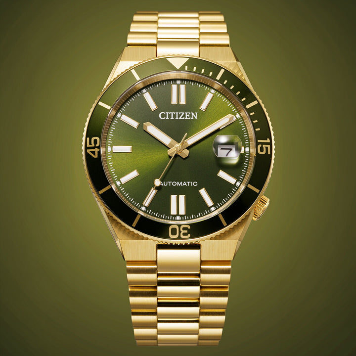 シチズンコレクション TSUYOSA ツヨサ スポーティスタイル Shore 海岸 NJ0232-53X メンズ メカニカル 機械式 自動巻き 3針 日付 グリーン ゴールド