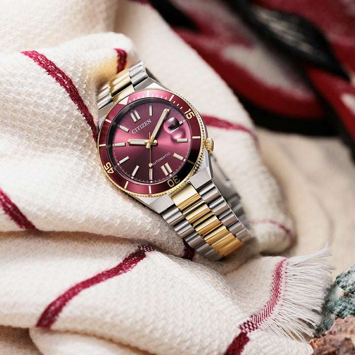 シチズンコレクション TSUYOSA ツヨサ スポーティスタイル Shore 海岸 NJ0234-58X メンズ メカニカル 機械式 自動巻き 3針 日付 レッド コンビ