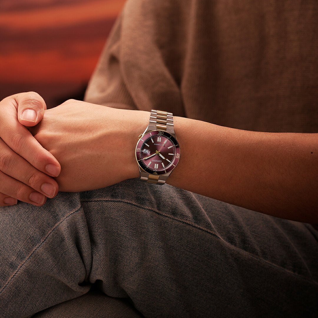 シチズンコレクション TSUYOSA ツヨサ スポーティスタイル Shore 海岸 NJ0234-58X メンズ メカニカル 機械式 自動巻き 3針 日付 レッド コンビ