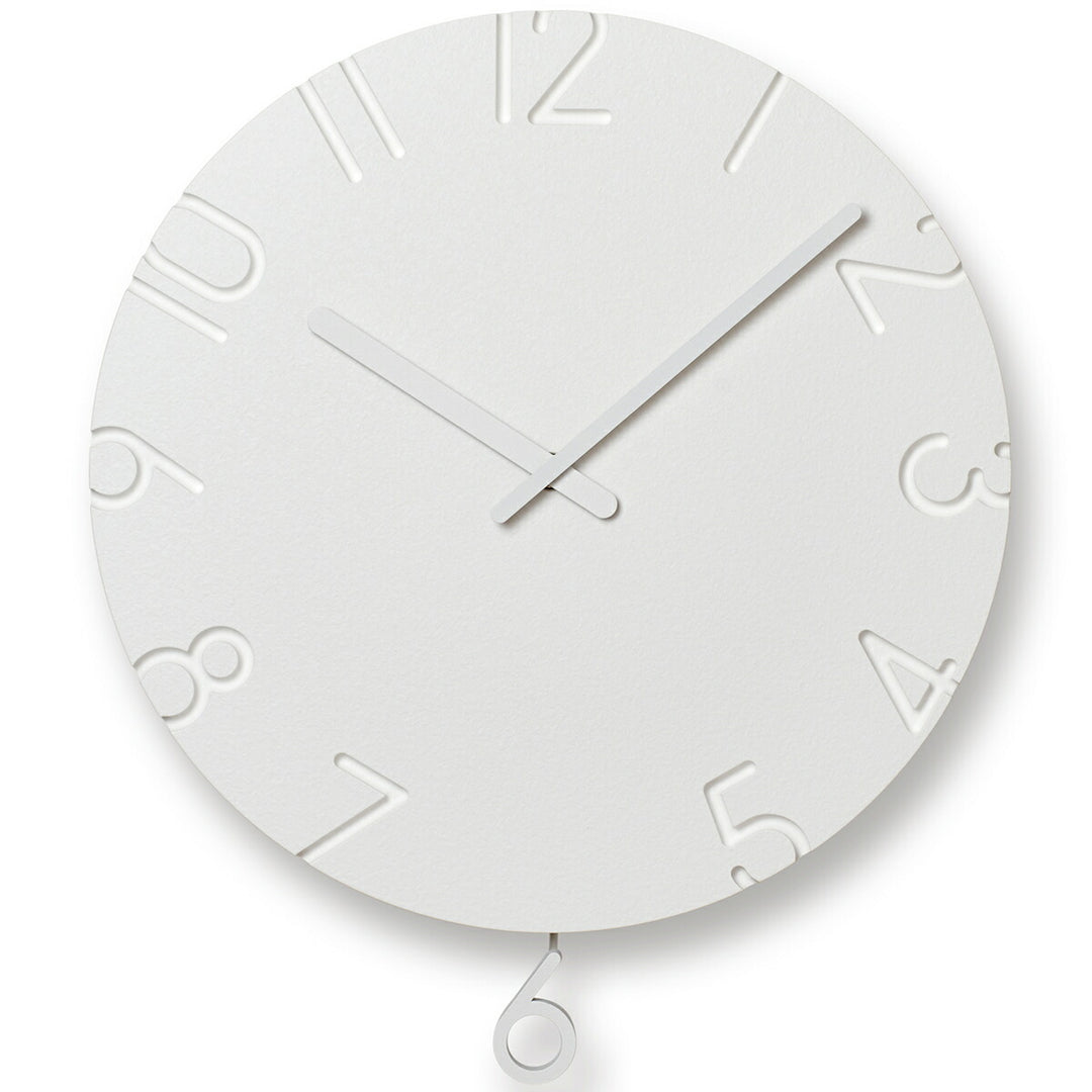 タカタレムノス 掛け時計 デザインオブジェクト カーヴド スウィング 振り子時計 クオーツ 電池式 ホワイト 寺田尚樹 NTL15-11