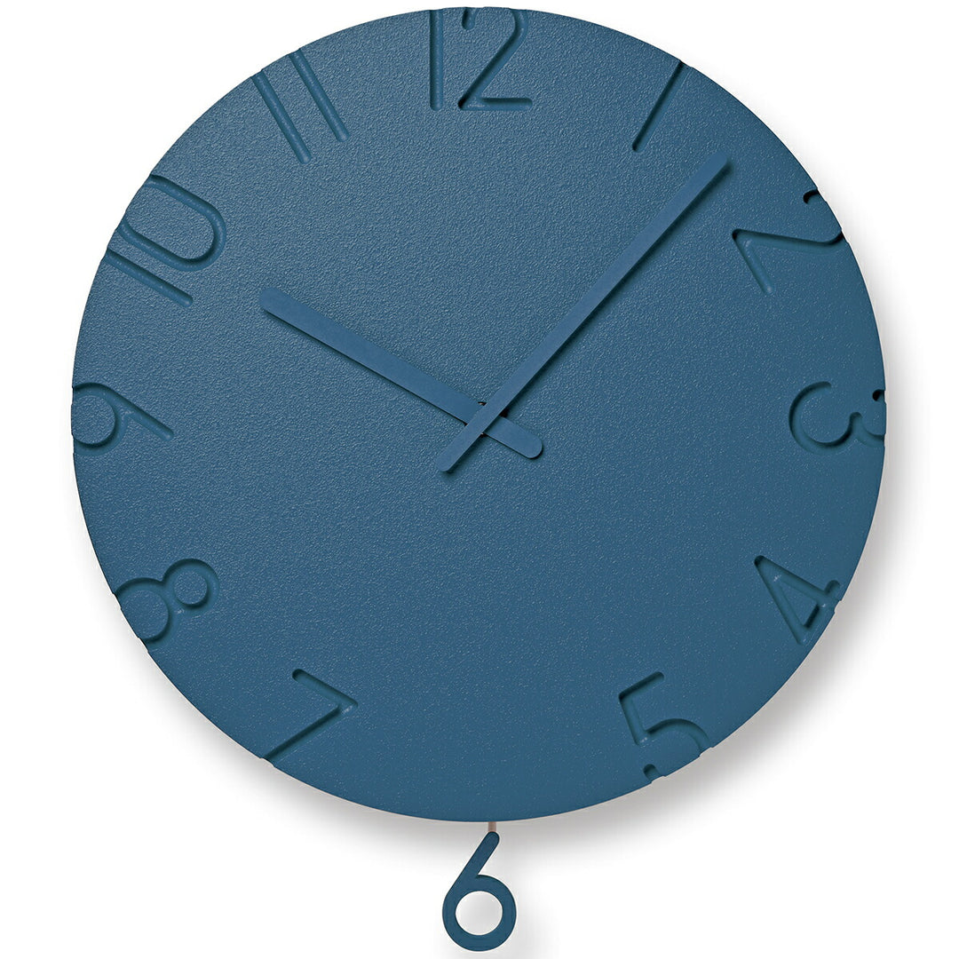 タカタレムノス 掛け時計 デザインオブジェクト カーヴド スウィング カラード 振り子時計 クオーツ 電池式 ブルー 寺田尚樹 NTL24-17BL