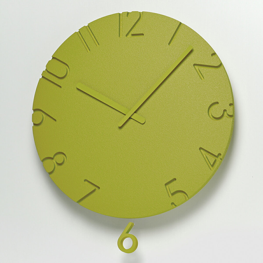 タカタレムノス 掛け時計 デザインオブジェクト カーヴド スウィング カラード 振り子時計 クオーツ 電池式 グリーン 寺田尚樹 NTL24-17GN
