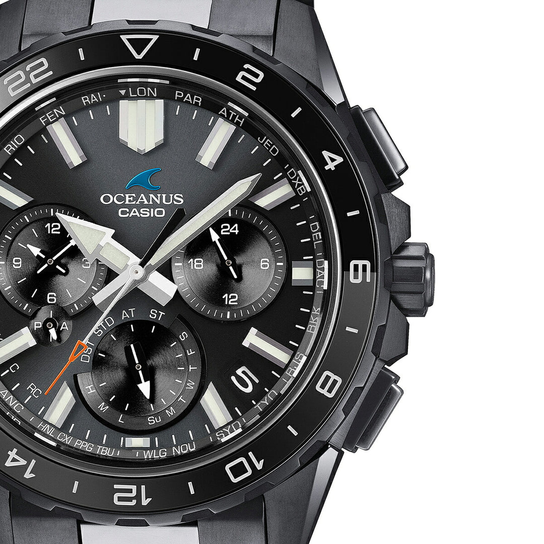 オシアナス カシャロ ワールドタイム クロノグラフ OCW-P3000B-1AJF メンズ 電波ソーラー Bluetooth ブラック 日本製