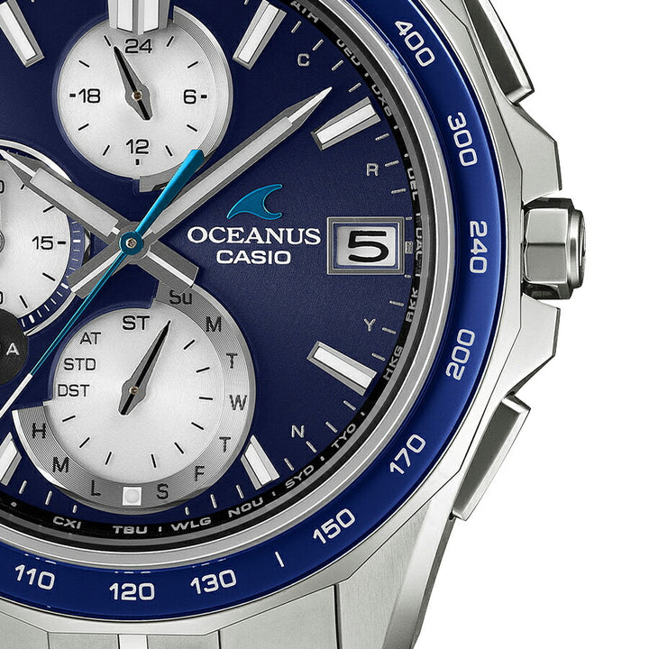 オシアナス マンタ S7000 ブルー OCW-S7000F-2AJF メンズ 電波ソーラー Bluetooth クロノグラフ チタン 日本製