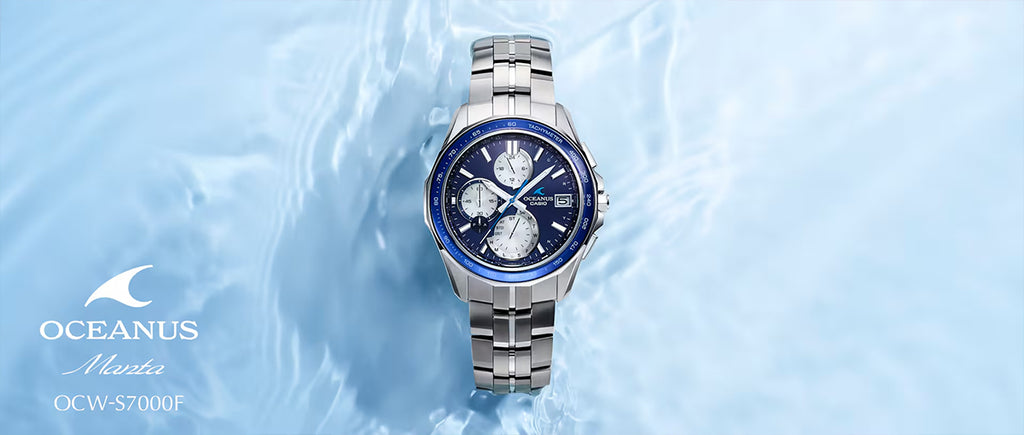 オシアナス マンタ S7000 ブルー OCW-S7000F-2AJF メンズ 電波ソーラー Bluetooth クロノグラフ チタン 日本製