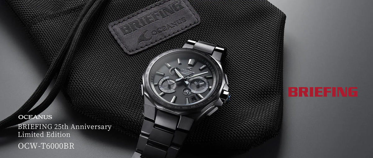 オシアナス BRIEFING ブリーフィング コラボモデル OCW-T6000BR-1AJR メンズ 電波ソーラー Bluetooth クロノグラフ チタン ブラック 日本製