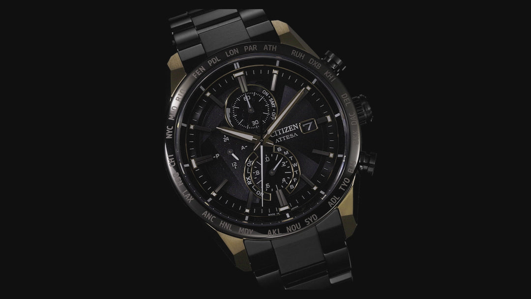 シチズン アテッサ ACT Line エコ・ドライブ 50周年記念 限定モデル LIGHT in BLACK AT8384-58E メンズ ソーラー 電波 クロノグラフ