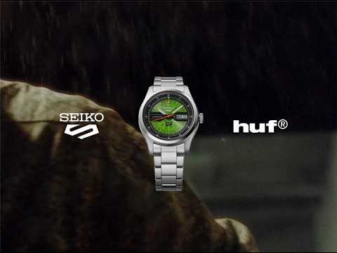 《3月6日発売/予約》セイコー 5スポーツ HUF コラボレーション 限定モデル SBSA323 メンズ 自動巻 デイデイト グリーン スケルトン 日本製