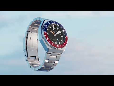 スピニカー DUMAS デュマ GMT SP-5119-44 メンズ 機械式 自動巻き 30気圧防水 蓄光 ブラックダイヤル 替えバント付き