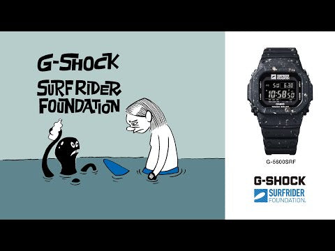 G-SHOCK SURFRIDER FOUNDATION コラボレーションモデル G-5600SRF-1JR メンズ 腕時計 ソーラー デジタル スクエア 樹脂バンド 反転液晶 国内正規品 カシオ