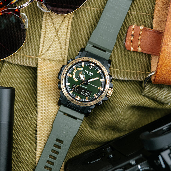 プロトレック 30周年記念モデル 木漏れ日 PRW-61ANS-3JR メンズ 電波ソーラー アナデジ ウレタンバンド グリーン