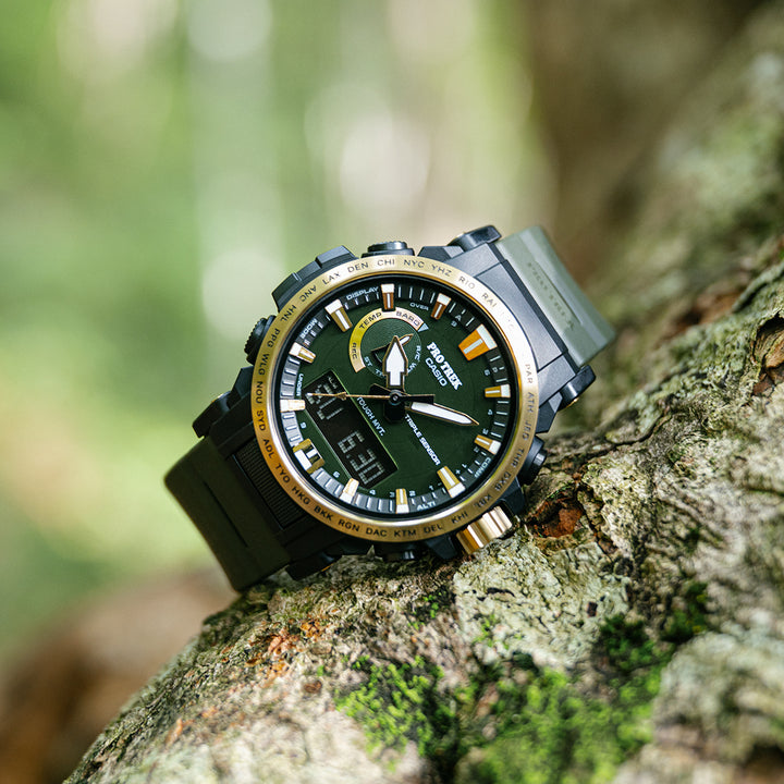 プロトレック 30周年記念モデル 木漏れ日 PRW-61ANS-3JR メンズ 電波ソーラー アナデジ ウレタンバンド グリーン