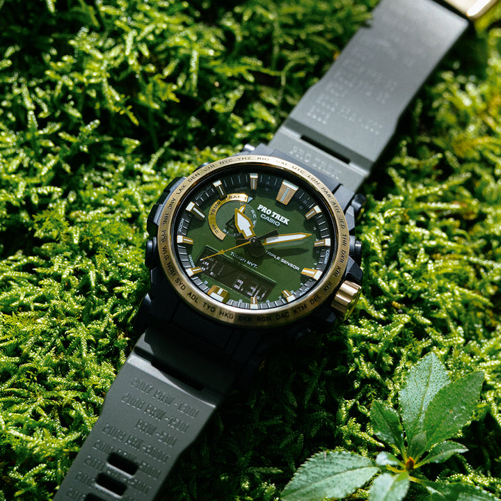 プロトレック 30周年記念モデル 木漏れ日 PRW-61ANS-3JR メンズ 電波ソーラー アナデジ ウレタンバンド グリーン