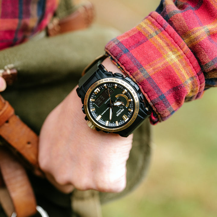 プロトレック 30周年記念モデル 木漏れ日 PRW-61ANS-3JR メンズ 電波ソーラー アナデジ ウレタンバンド グリーン