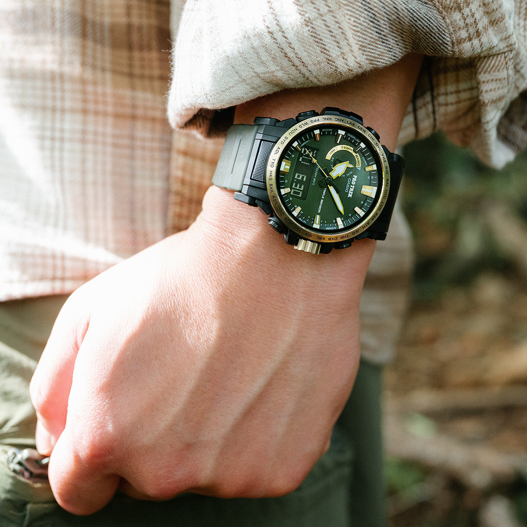 プロトレック 30周年記念モデル 木漏れ日 PRW-61ANS-3JR メンズ 電波ソーラー アナデジ ウレタンバンド グリーン