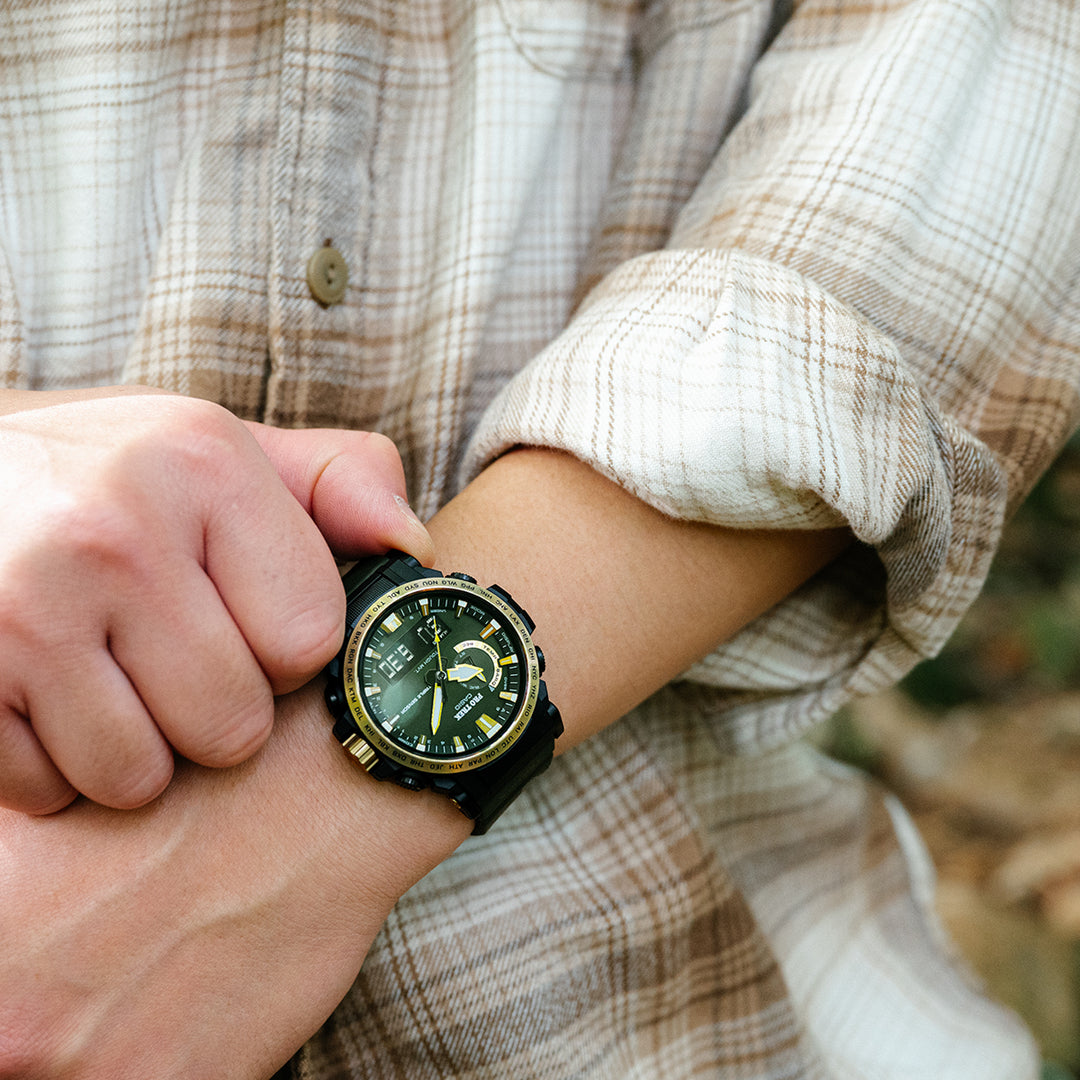 プロトレック 30周年記念モデル 木漏れ日 PRW-61ANS-3JR メンズ 電波ソーラー アナデジ ウレタンバンド グリーン