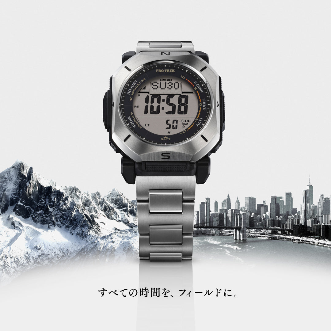 プロトレック クライマーライン PRW-69シリーズ PRW-69YT-7JF メンズ 電波ソーラー デジタル チタンバンド