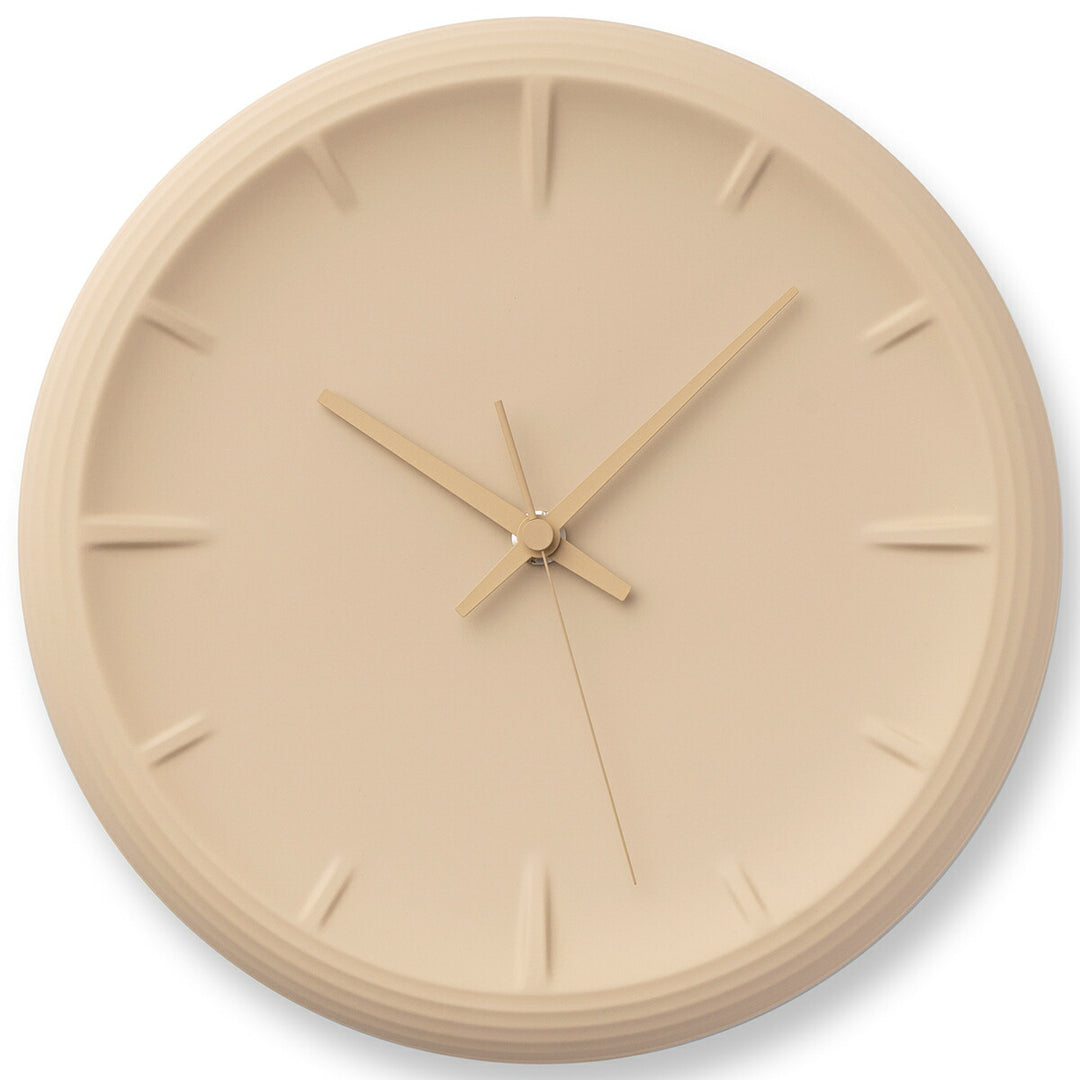 タカタレムノス 掛け時計 デザインオブジェクト レリーフ 磁器 クオーツ 電池式 3針 ベージュ 福定良佑 RF22-06BG