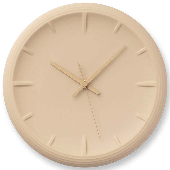 タカタレムノス 掛け時計 デザインオブジェクト レリーフ 磁器 クオーツ 電池式 3針 ベージュ 福定良佑 RF22-06BG