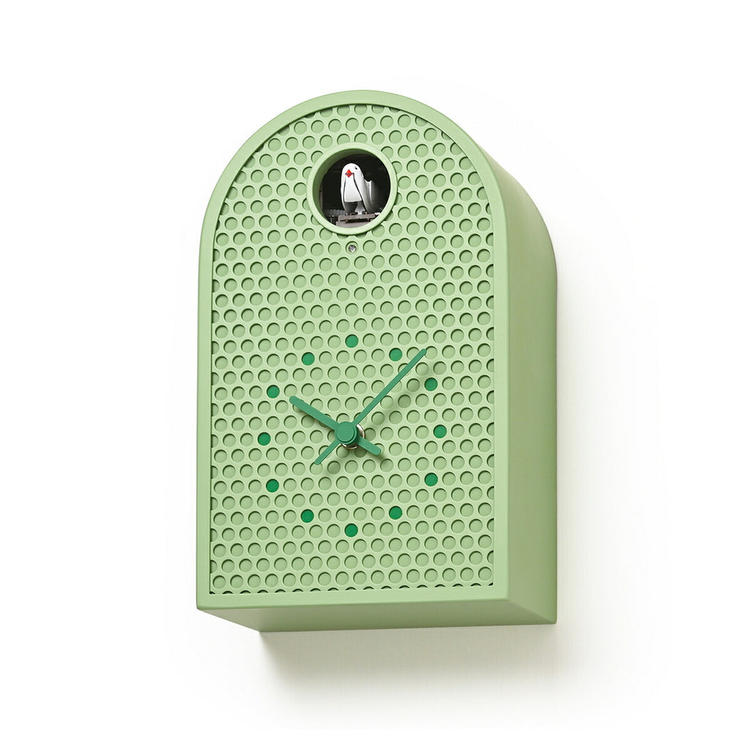 タカタレムノス 掛け時計 デザインオブジェクト クー 掛置兼用 カッコー時計 クオーツ 電池式 グリーン パンチングメタル 福定 良佑 RF25-04GN