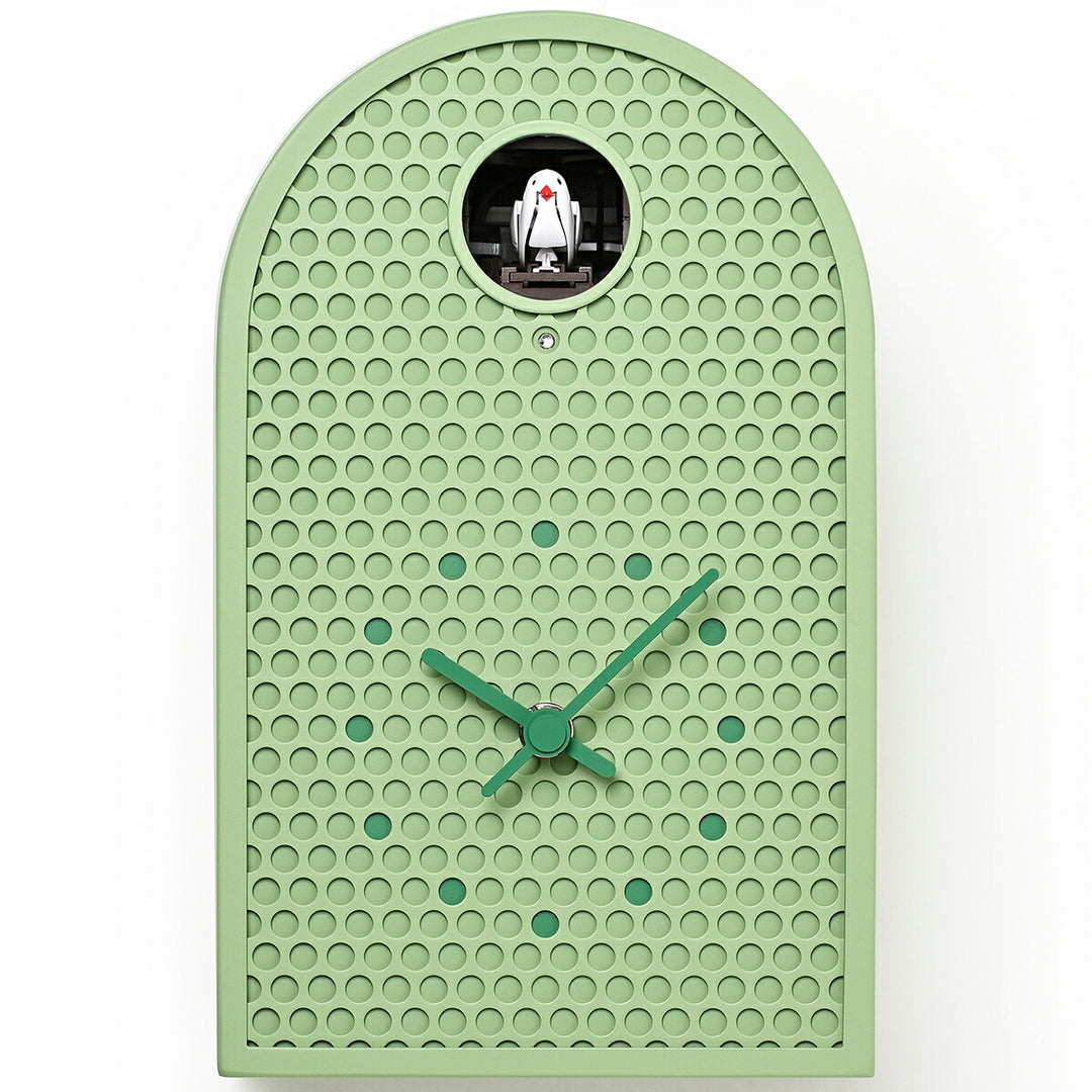 タカタレムノス 掛け時計 デザインオブジェクト クー 掛置兼用 カッコー時計 クオーツ 電池式 グリーン パンチングメタル 福定 良佑 RF25-04GN