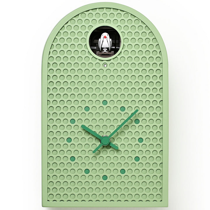 タカタレムノス 掛け時計 デザインオブジェクト クー 掛置兼用 カッコー時計 クオーツ 電池式 グリーン パンチングメタル 福定 良佑 RF25-04GN
