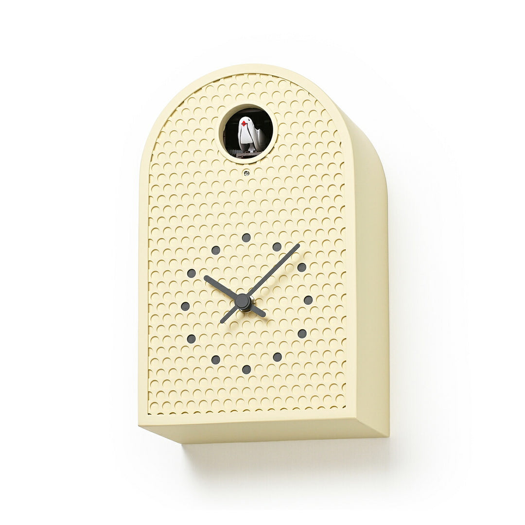 タカタレムノス 掛け時計 デザインオブジェクト クー 掛置兼用 カッコー時計 クオーツ 電池式 アイボリー パンチングメタル 福定 良佑 RF25-04IV