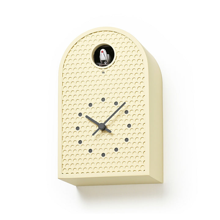 タカタレムノス 掛け時計 デザインオブジェクト クー 掛置兼用 カッコー時計 クオーツ 電池式 アイボリー パンチングメタル 福定 良佑 RF25-04IV