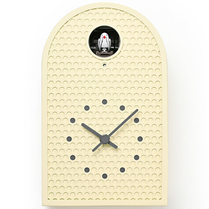 タカタレムノス 掛け時計 デザインオブジェクト クー 掛置兼用 カッコー時計 クオーツ 電池式 アイボリー パンチングメタル 福定 良佑 RF25-04IV