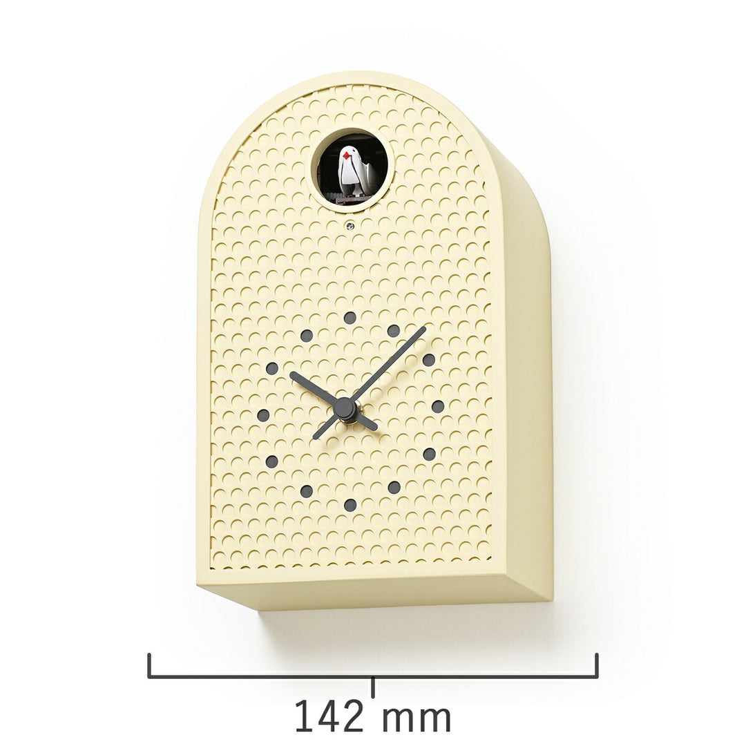 タカタレムノス 掛け時計 デザインオブジェクト クー 掛置兼用 カッコー時計 クオーツ 電池式 アイボリー パンチングメタル 福定 良佑 RF25-04IV