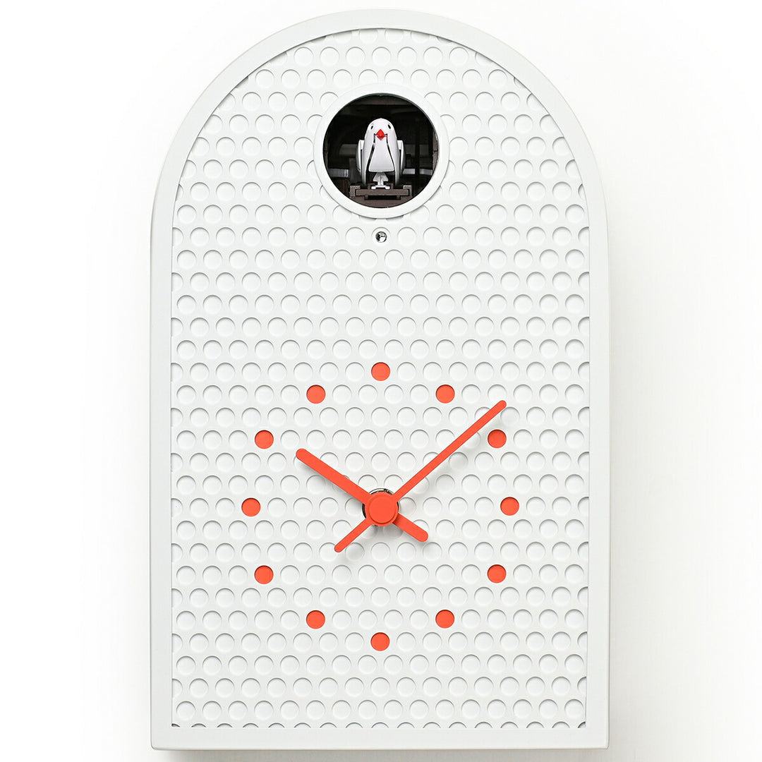 タカタレムノス 掛け時計 デザインオブジェクト クー 掛置兼用 カッコー時計 クオーツ 電池式 ホワイト パンチングメタル 福定 良佑 RF25-04WH