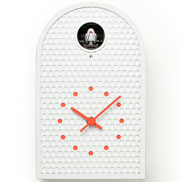 タカタレムノス 掛け時計 デザインオブジェクト クー 掛置兼用 カッコー時計 クオーツ 電池式 ホワイト パンチングメタル 福定 良佑 RF25-04WH