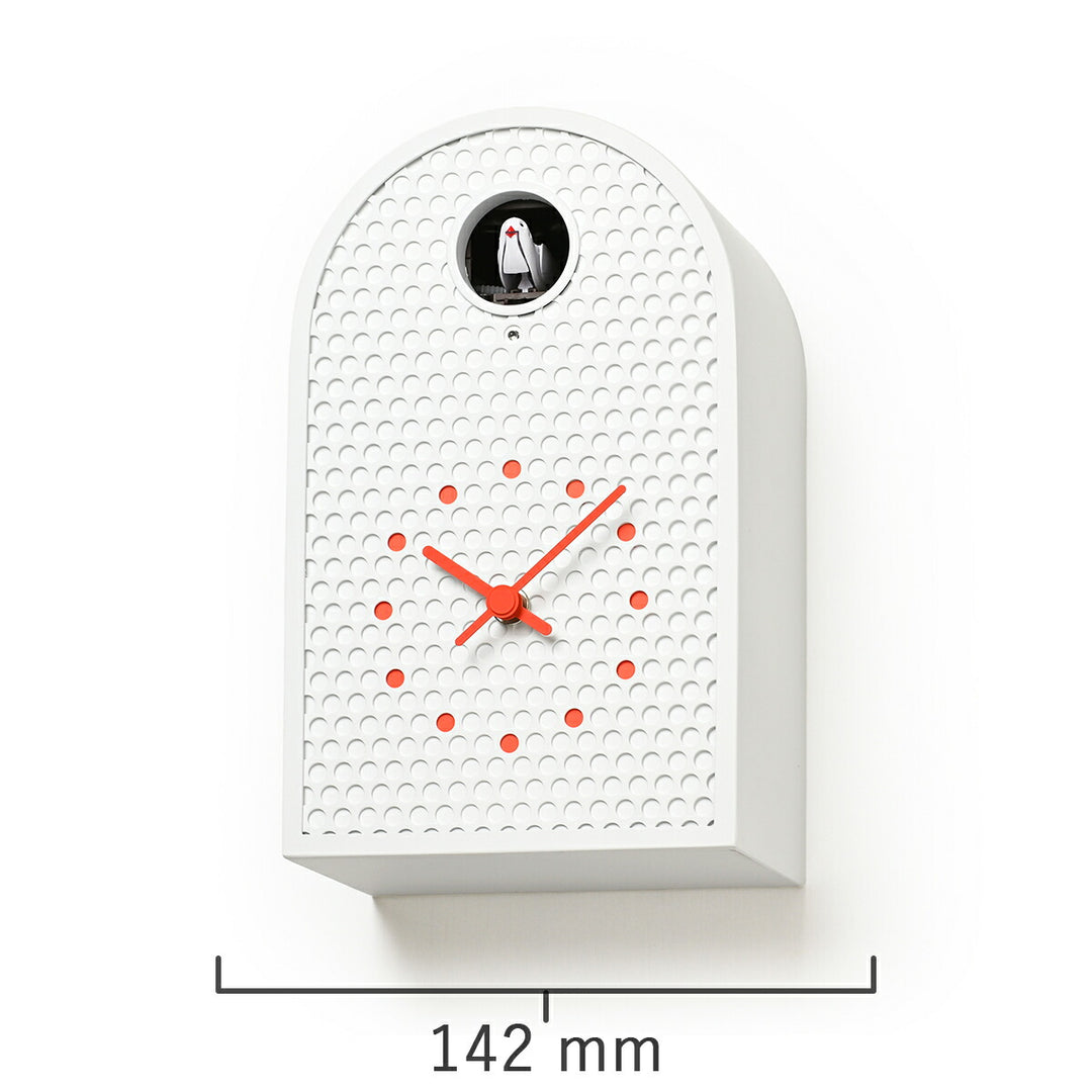 タカタレムノス 掛け時計 デザインオブジェクト クー 掛置兼用 カッコー時計 クオーツ 電池式 ホワイト パンチングメタル 福定 良佑 RF25-04WH