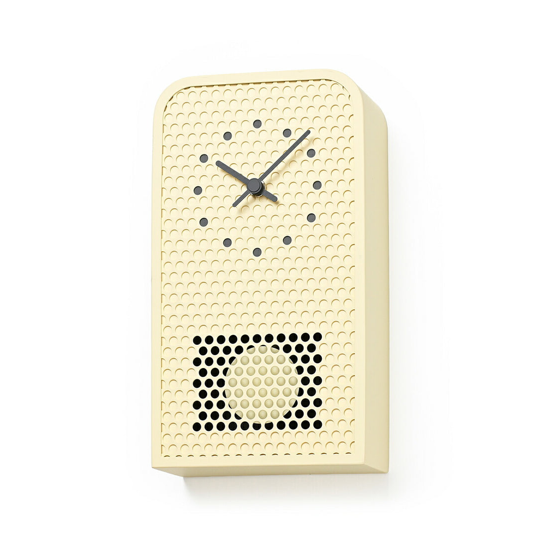 タカタレムノス 掛け時計 デザインオブジェクト ムーブ 掛置兼用 振り子時計 クオーツ 電池式 アイボリー パンチングメタル 福定 良佑 RF25-05IV