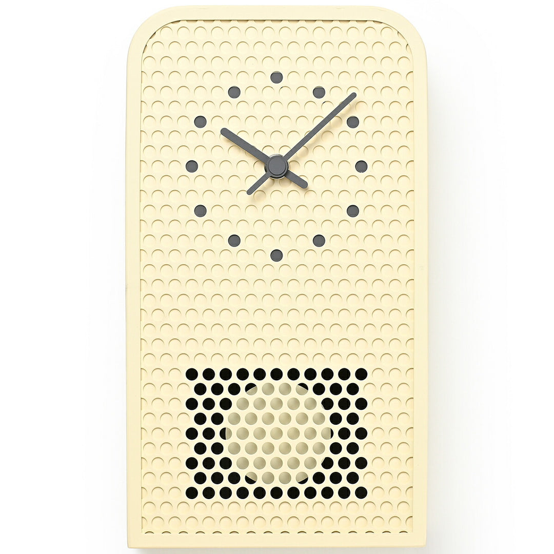 タカタレムノス 掛け時計 デザインオブジェクト ムーブ 掛置兼用 振り子時計 クオーツ 電池式 アイボリー パンチングメタル 福定 良佑 RF25-05IV