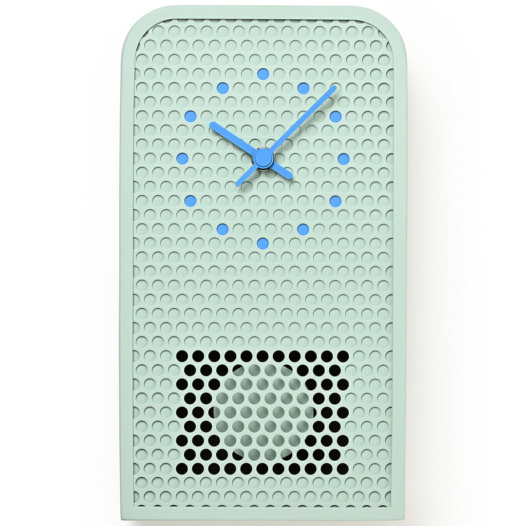 タカタレムノス 掛け時計 デザインオブジェクト ムーブ 掛置兼用 振り子時計 クオーツ 電池式 ミントブルー パンチングメタル 福定 良佑 RF25-05MBL