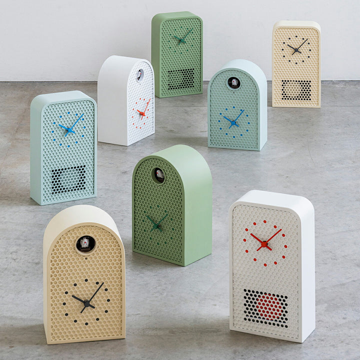 タカタレムノス 掛け時計 デザインオブジェクト ムーブ 掛置兼用 振り子時計 クオーツ 電池式 ミントブルー パンチングメタル 福定 良佑 RF25-05MBL