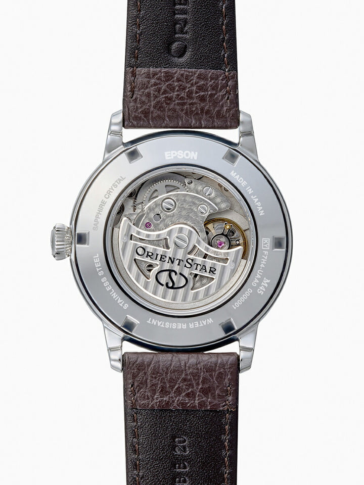 オリエントスター M45 F7 スモールセコンド RK-BS0001E メンズ 機械式 自動巻き 砂地模様 グリーンダイヤル ブラウン 革ベルト 日本製