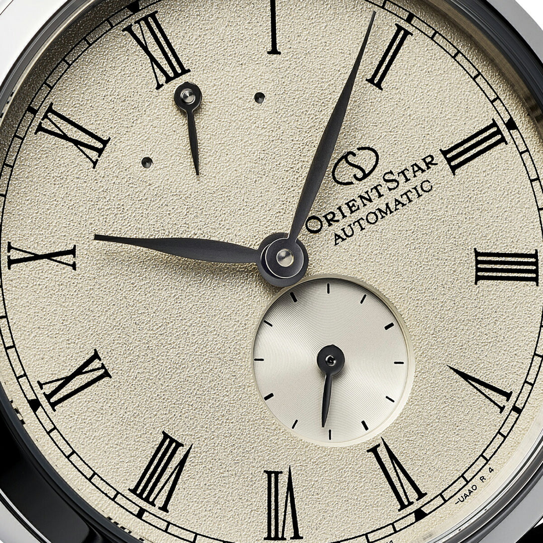 オリエントスター M45 F7 スモールセコンド RK-BS0002S メンズ 機械式 自動巻き 砂地模様 アイボリーダイヤル ブラウン 革ベルト 日本製