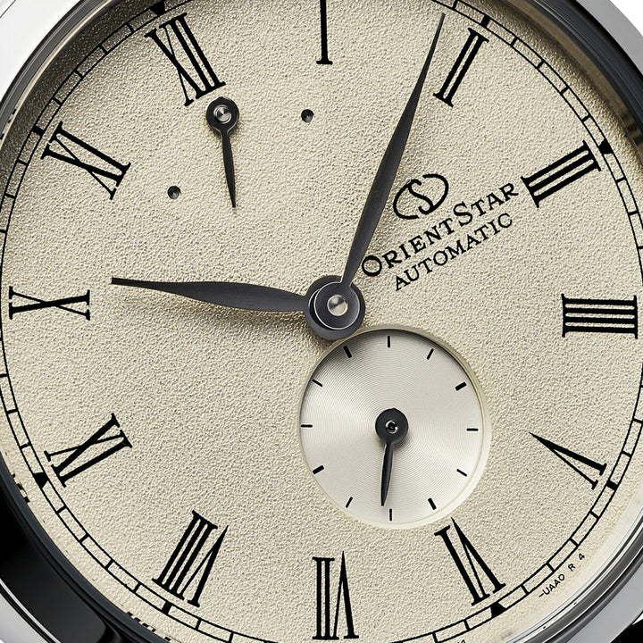 オリエントスター M45 F7 スモールセコンド RK-BS0002S メンズ 機械式 自動巻き 砂地模様 アイボリーダイヤル ブラウン 革ベルト 日本製