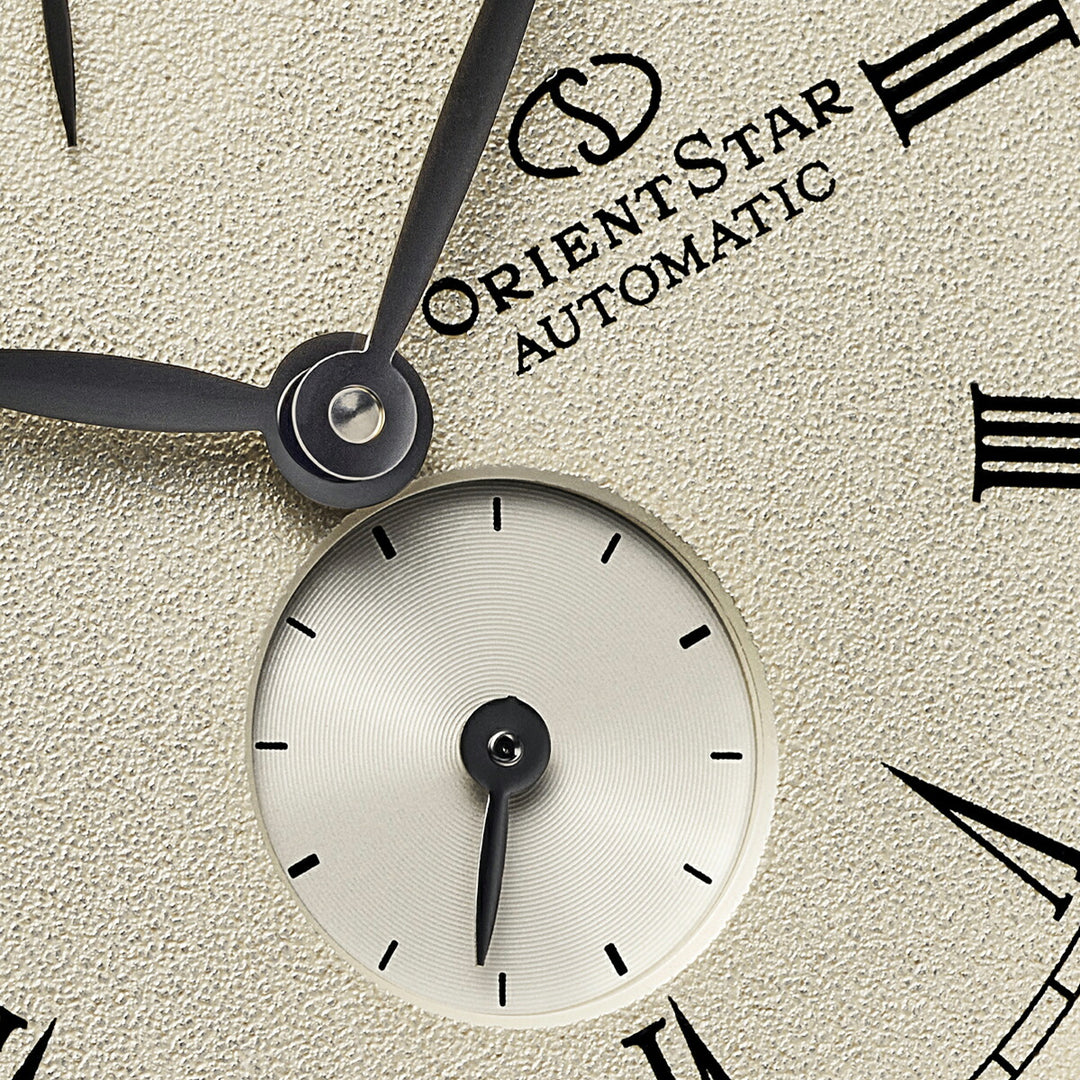 オリエントスター M45 F7 スモールセコンド RK-BS0002S メンズ 機械式 自動巻き 砂地模様 アイボリーダイヤル ブラウン 革ベルト 日本製