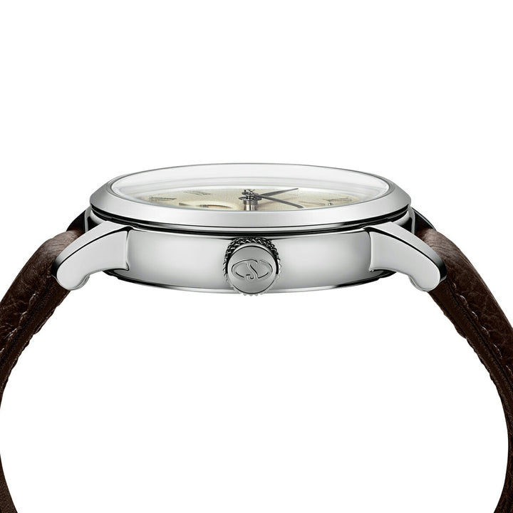 オリエントスター M45 F7 スモールセコンド RK-BS0002S メンズ 機械式 自動巻き 砂地模様 アイボリーダイヤル ブラウン 革ベルト 日本製