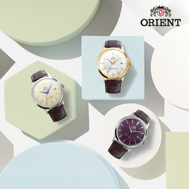 オリエント バンビーノ 3針デイト RN-AC0028S メンズ 機械式 自動巻き ホワイトダイヤル ブラウン 革ベルト