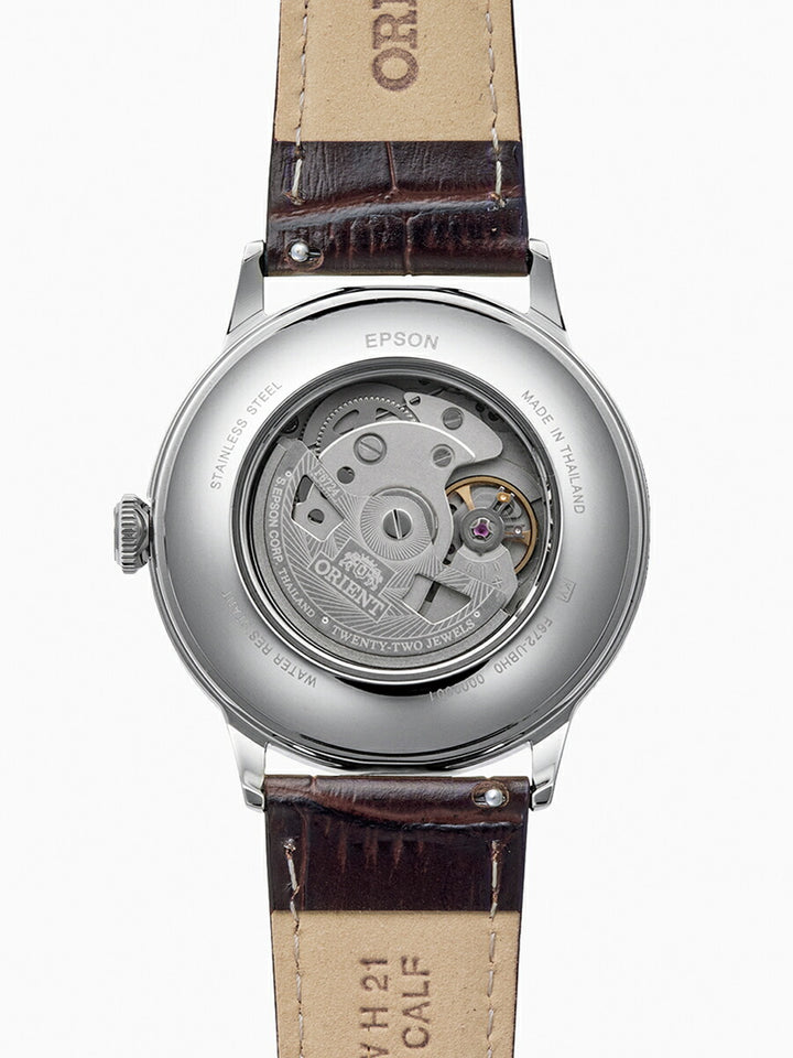 オリエント バンビーノ 3針デイト RN-AC0033Y メンズ 機械式 自動巻き アイボリーダイヤル ブラウン 革ベルト