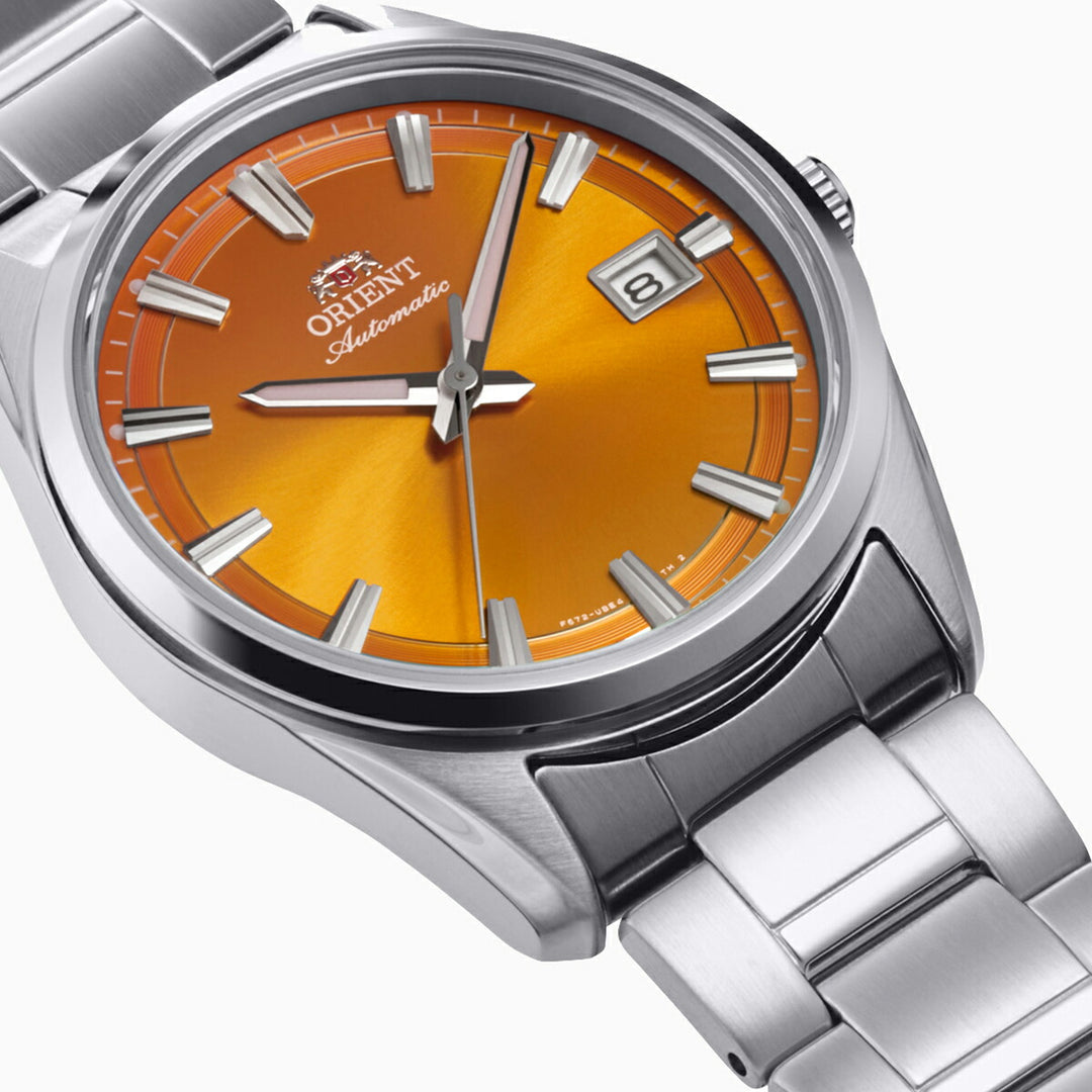 オリエント ストレット デイト 2026 春夏 シーズン限定モデル RN-AC0R08Y メンズ 機械式 自動巻き オレンジ