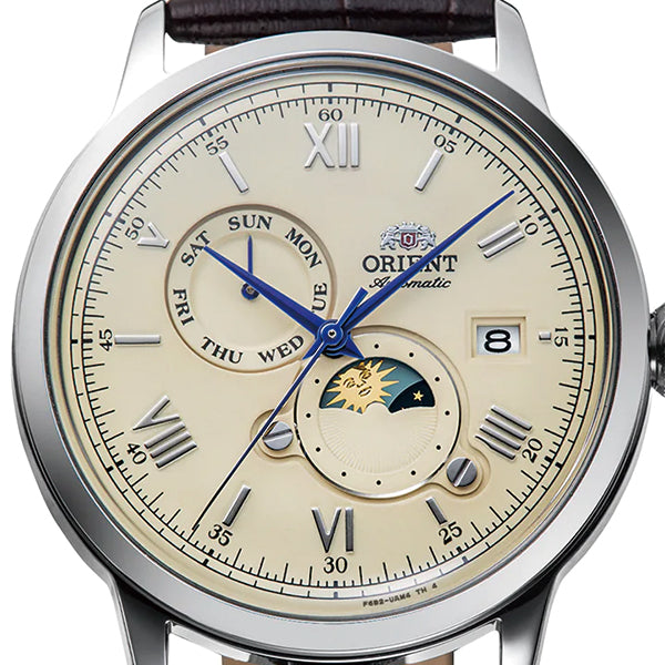 オリエント Orient Bambino オリエント バンビーノ サン&ムーン RN-AK0803Y メンズ 腕時計 機械式 自動巻き アイボリーダイヤル ブラウン 革ベルト