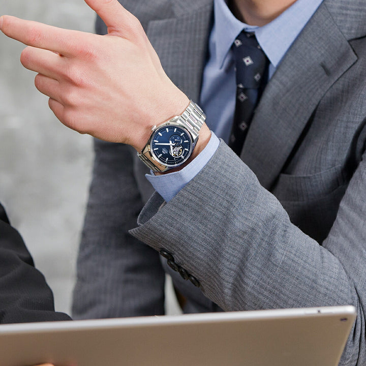 オリエント コンテンポラリー セミスケルトン RN-AR0002L メンズ 機械式 自動巻き ネイビーダイヤル