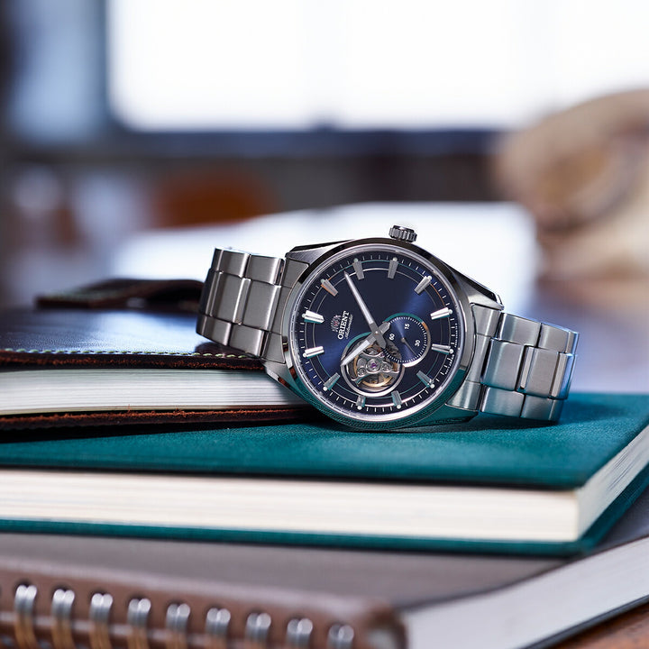 オリエント コンテンポラリー セミスケルトン RN-AR0002L メンズ 機械式 自動巻き ネイビーダイヤル