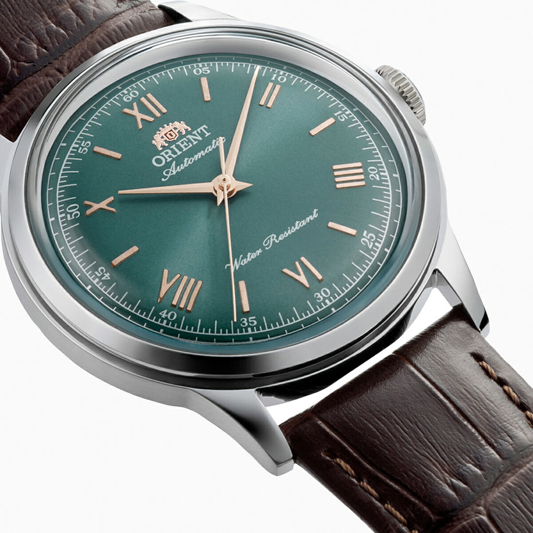 オリエント バンビーノ 38 3針モデル RN-BB0001E メンズ 機械式 自動巻き グリーンダイヤル ブラウン 革ベルト