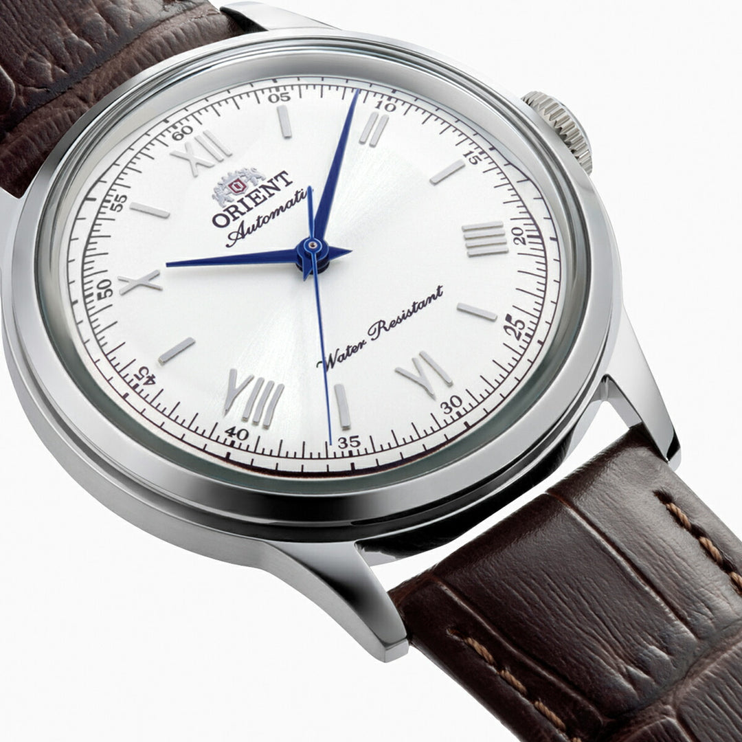 オリエント バンビーノ 38 3針モデル RN-BB0002S メンズ 機械式 自動巻き ホワイトダイヤル ブラウン 革ベルト